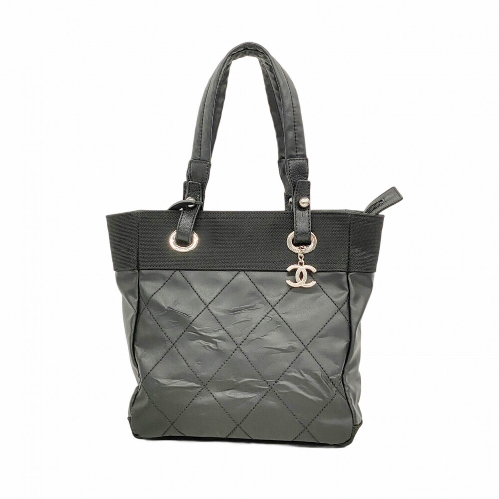 CHANEL Black Canvas Tote Bag